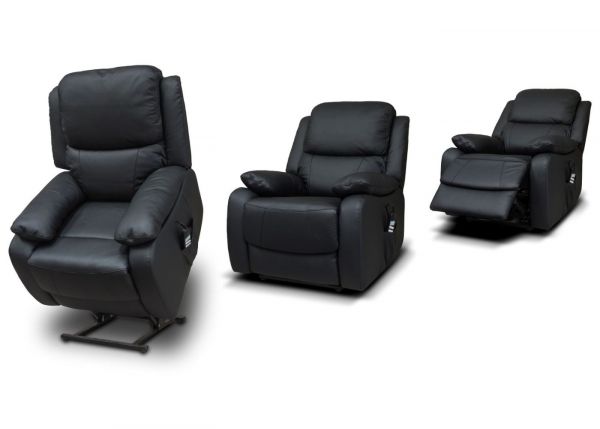 Parker Leather 1 Seater Lift and Rise Chair in Black by SofaHouse 3 Positions