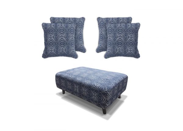 Poppy Footstool and 4 Cushions Set in Navy by Sofahouse
