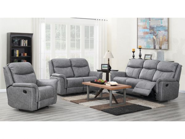 Portland Silver Grey Reclining 3-Seater + 2-Seater + 1-Seater Sofa Set by Annaghmore