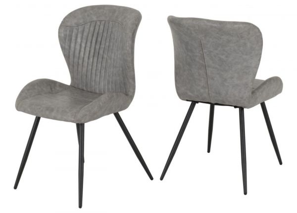 Quebec Grey Faux Leather Dining Chairs by Wholesale Beds & Furniture