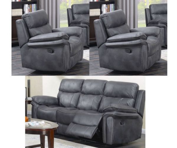Richmond Charcoal Grey 3+1+1 Sofa Set by Annaghmore