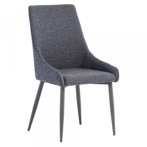 Rimella 1.07m Round Dining Table and a Set of 4 Rimella Grey/Blue Fabric Dining Chairs