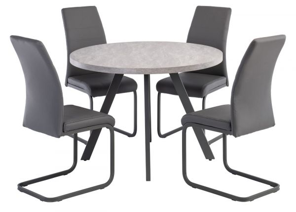 Rimella 1.07m Round Dining Table with 4 Milzano Chairs