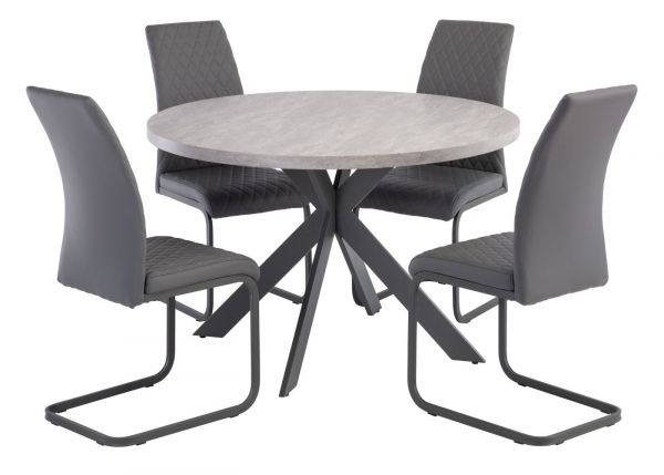 Rimella 1.2m Round Dining Table with 4 Hue Chairs