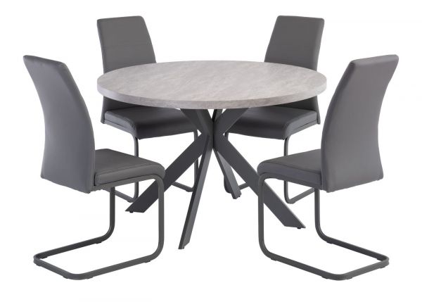 Rimella 1.2m Round Dining Table with 4 Milzano Chairs