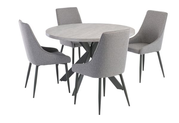 Rimella 1.20m Round Dining Table and a Set of 4 Mineral Grey Rimella Dining Chairs 
