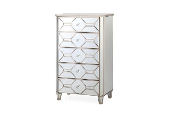 Rosa Silver 5-Drawer Tall Chest by Vida Living