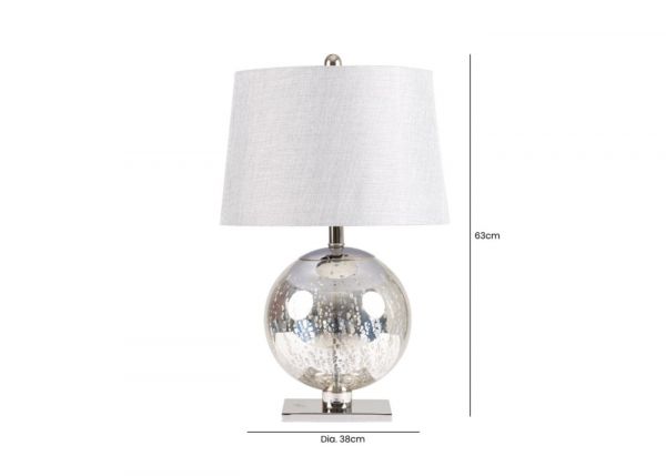 63cm Silver Mercury Glass Table Lamp by CIMC Dimensions