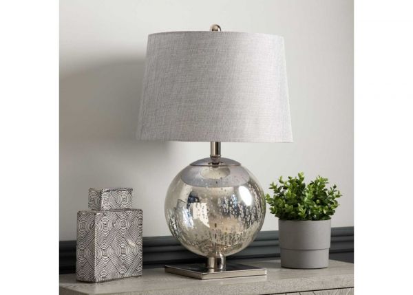63cm Silver Mercury Glass Table Lamp by CIMC Room