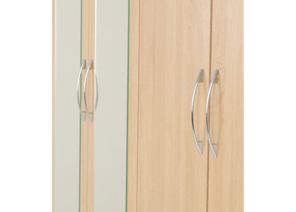 Nevada Sonoma Oak Effect 4-Door 2-Drawer Mirrored Wardrobe by Wholesale Beds & Furniture Close Up