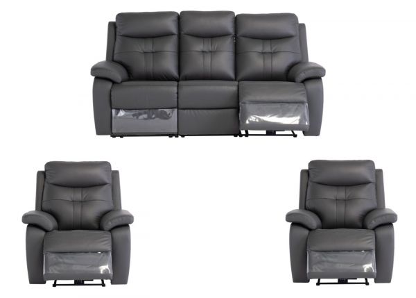 Solero Full Leather Charcoal Electric Reclining 3 + 1 + 1 Sofa Set