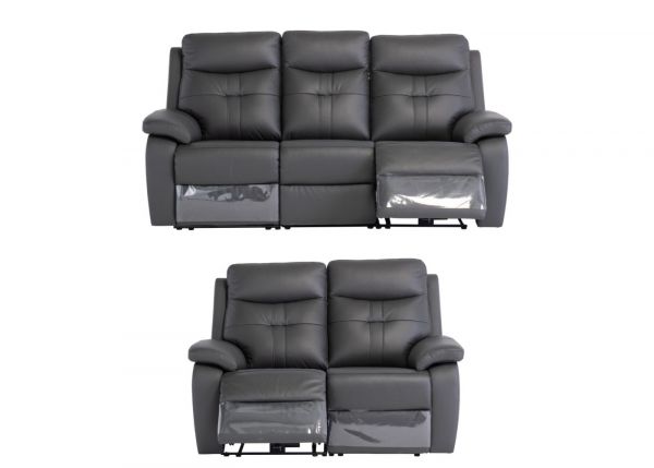 Solero Full Leather Charcoal Electric Reclining 3 + 2 Sofa Set