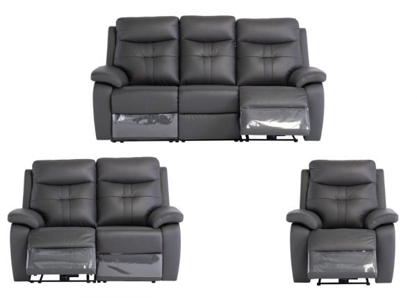 Solero Full Leather Charcoal Electric Reclining 3 + 2 + 1 Sofa Set