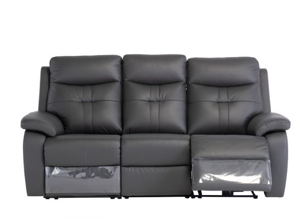 Solero Full Leather Charcoal Electric Reclining 3 Seater Sofa
