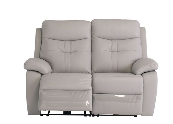 Solero Full Leather Light Grey Electric Reclining 2 Seater Sofa