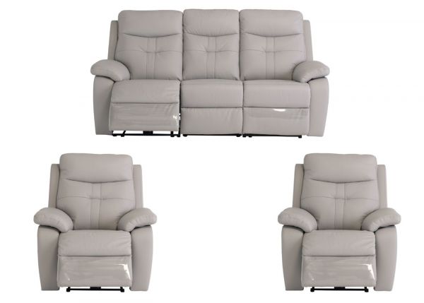 Solero Full Leather Light Grey Electric Reclining 3 + 1 + 1 Sofa Set