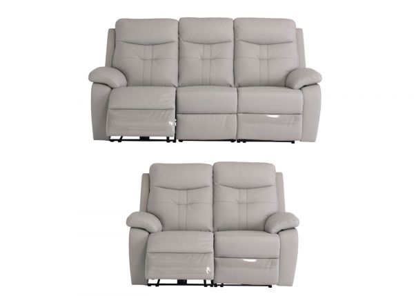 Solero Full Leather Light Grey Electric Reclining 3 + 2 Sofa Set
