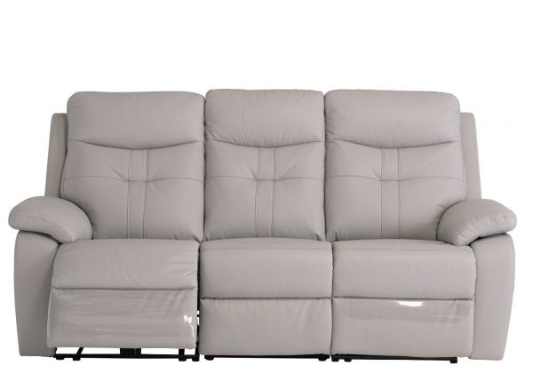 Solero Full Leather Light Grey Electric Reclining 3 Seater Sofa