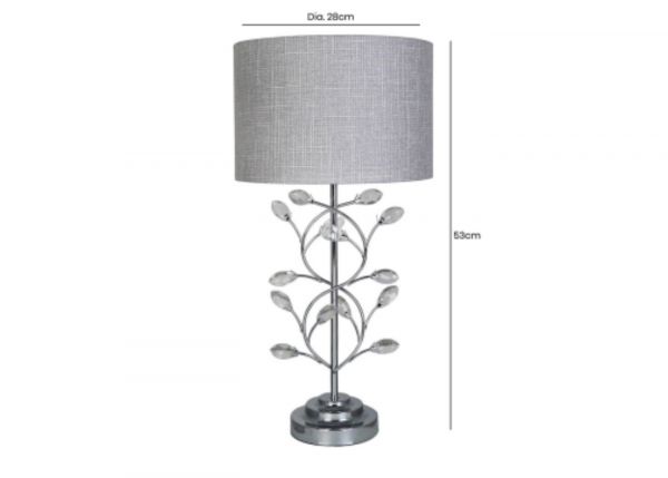 Chrome Metal Table Lamp with Light Grey Shade by CIMC Dimensions