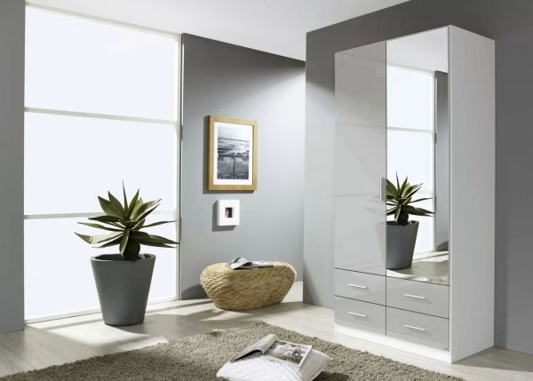Stuttgart Silk Grey/ Alpine White 2 Door Wardrobe by Rauch 