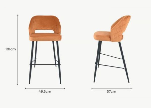 Sutton Rust Bar Stool by Balmoral Dimensions