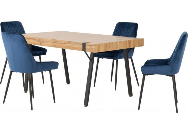 Treviso Dining Table + 4 Blue Avery Chairs by Wholesale Beds