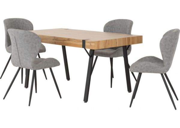 Treviso Dining Table + 4 Grey Quebec Chairs by Wholesale Beds