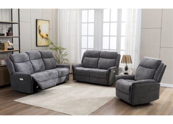 Treyton Electric Reclining Sofa Range in Grey Fusion by Annaghmore