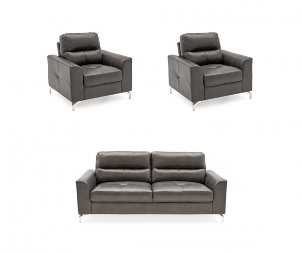 Tanaro Grey 3-Seater + 1-Seater + 1-Seater Sofa Set by Vida Living