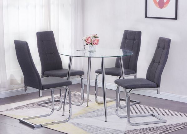 Nova 90cm Round Glass Dining Range By, Round Glass Dining Table And Chairs The Range