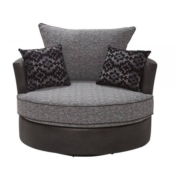 Wave Como Charcoal/ Colorado Black Cuddle Swivel Chair by Red Rose 