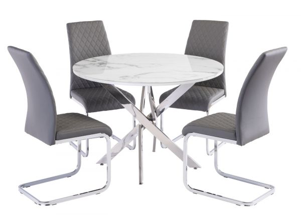 Warren 1.07m Round Dining Table and 4 Toro Chairs