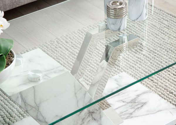 Lusso White Marble-Effect Coffee Table by CIMC Glass