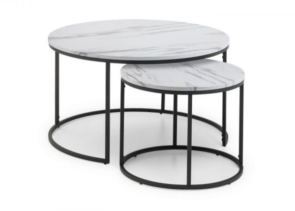 Bellini Round Nesting Coffee Table in White Marble by Julian Bowen