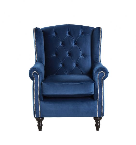 Winchester Plush Marine Wing Back Chair by Red Rose 