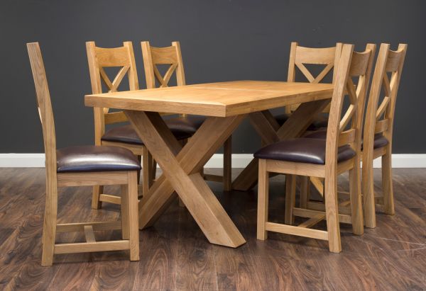 X Range 1.8m Oak Table and 6 Chairs